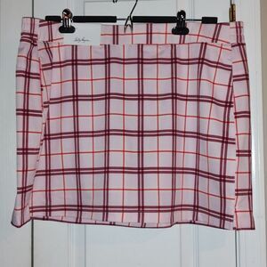Lady Hagen Clubhouse 16" Woven golf  Skort Plaid Pink Sz XXL NWT